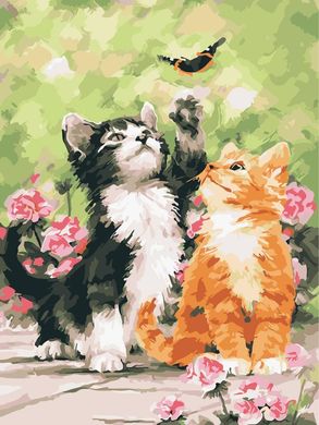 Картина за номерами "Кошенята і метелик" ArtStory полотно на підрамнику 30х40см AS0921 в інтернет-магазині "Я - Picasso"