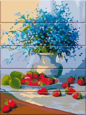 Картина за номерами на дереві "Квіти і суниця" ArtStory подарункова упаковка 30x40см ASW050 в інтернет-магазині "Я - Picasso"