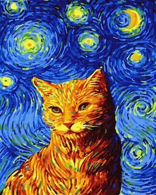 Картина по номерам - Кот в звездную ночь 40x50 в интернет-магазине "Я - Picasso"