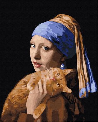 Картина за номерами "Дівчина з рудим котиком" BrushMe полотно на подрамнику 40x50см BS51581 в інтернет-магазині "Я - Picasso"