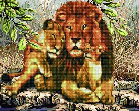 Алмазная картина-раскраска - Семья львов в интернет-магазине "Я - Picasso"