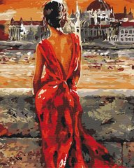Картина за номерами "Леді в червоному" BrushMe полотно на підрамнику 40х50см BS52664 в інтернет-магазині "Я - Picasso"