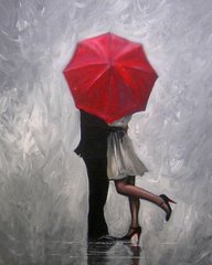 Алмазная мозаика "Влюбленные под зонтом" Алмазная мозаика 40x50см DM-106 в интернет-магазине "Я - Picasso"
