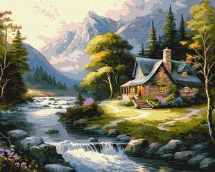 Картина по номерам "Домик в горах &copy;art_selena_ua" Идейка полотно на подрамнике 40x50см KHO6329 в интернет-магазине "Я - Picasso"