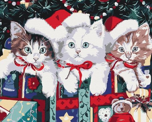 Картина за номерами "Новорічні котики" BrushMe полотно на підрамнику 40x50см BS51359 в інтернет-магазині "Я - Picasso"