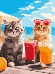 Картина по номерам "Котики на отдыхе ©art_selena_ua" Идейка полотно на подрамнике 30x40см KHO6601 в интернет-магазине "Я - Picasso"