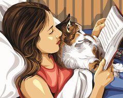 Картина по номерам - Чтение с кошкой 40x50см в интернет-магазине "Я - Picasso"