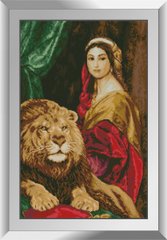 31525 Девушка и лев. Dream Art. Набор алмазной живописи (квадратные, полная) в интернет-магазине "Я - Picasso"