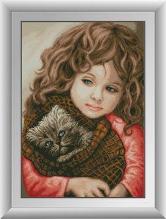 Алмазна мозаїка "Дівчинка з кішкою" Dream Art в коробці 30746 в інтернет-магазині "Я - Picasso"