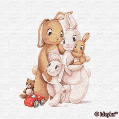 Картина за номерами "Маленька сім'я кроликів" Ідейка полотно на підрамнику 30x30см КНО2361 в інтернет-магазині "Я - Picasso"