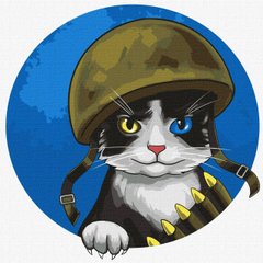 Картина по номерам "Воинственный котик" Идейка холст на подрамнике 30х30см KHO4393 в интернет-магазине "Я - Picasso"