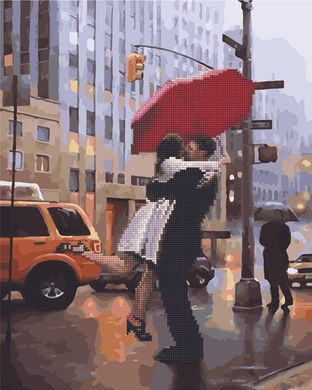 Алмазна картина-розмальовка "Поцілунок під дощем" BrushMe 3D ефект подарункова коробка 40x50см GZS1021 в інтернет-магазині "Я - Picasso"