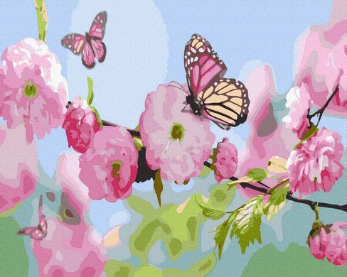 Картина по номерам - Бабочки в цветах сакуры 40х50 в интернет-магазине "Я - Picasso"