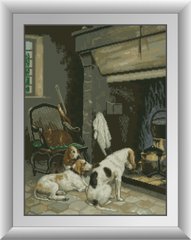 31023 Собаки у камина. Dream Art. Набор алмазной живописи (квадратные, полная) в интернет-магазине "Я - Picasso"
