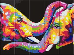 Картина по номерам на дереве - Цветные слоны 30x40 см в интернет-магазине "Я - Picasso"