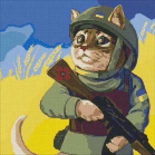 Алмазная мозаика "Котик ЗСУ" Идейка холст на подрамнике 40x40см AMO7508 в интернет-магазине "Я - Picasso"