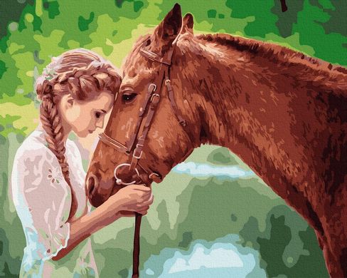 Картина за номерами "Юна дівчина з конячкою" BrushMe полотно на підрамнику 40x50см GX32824 в інтернет-магазині "Я - Picasso"